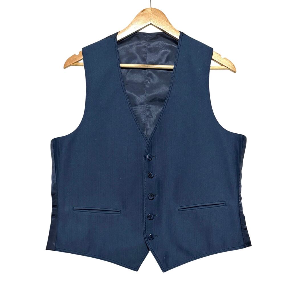 Vintage Mens Vest Blue Formal Dress Waistcoat 40 Smart